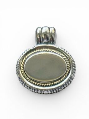 Best Vintage Large Silver with Gold Detail Oval Signet Pendant